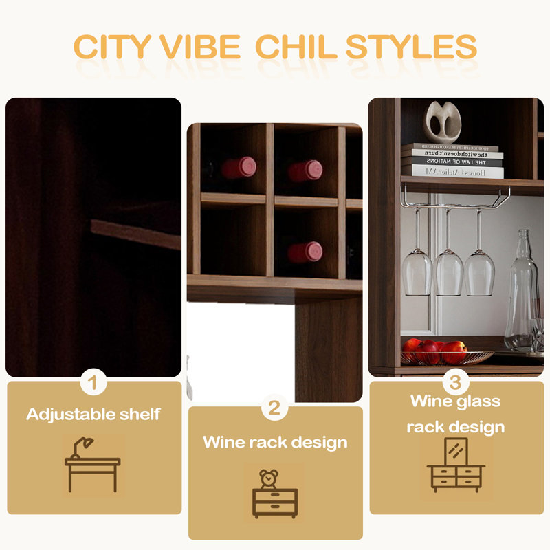 Kitchen Wine Cabinet, Multi-Functional Storage Cabinet