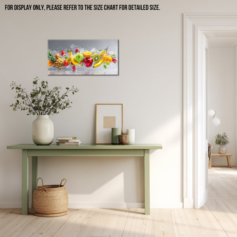 Duran - impressions sur toile de fruits vibrants pour la cuisine, décoration murale, œuvre d'art colorée pour salle à manger, cadre en pin sur toile tendue, 12 po x 24 po