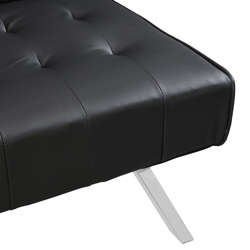 Space Black Leather Bed, Easy To Use, 650Lbs Weight Load, 66.07In Depth, 32.55In Width, 33.35In Height Versatile Assemble & Store, Capacity,
