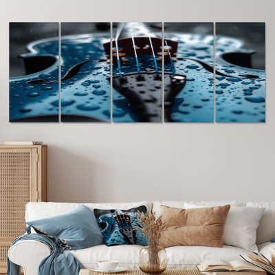 Music Blue Instument Violin - Music Wall Art Set