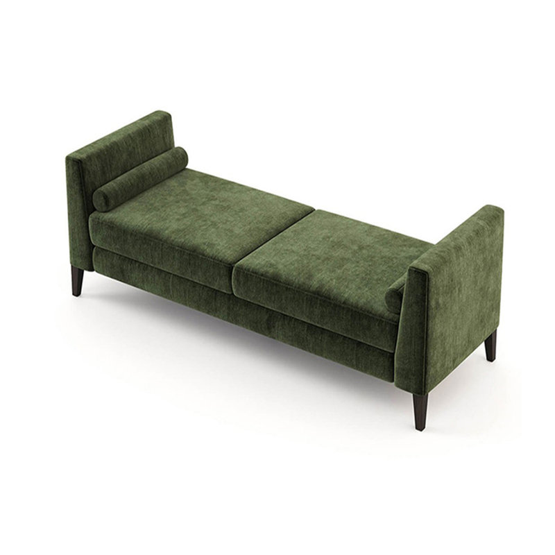 Banc rembourré vert, H 24,41 po x l 46,46 po x P 14,96 po