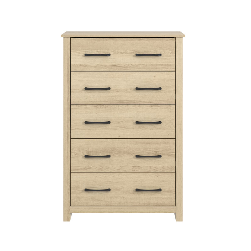 Commode 5 tiroirs H 46,7 po Walter, Chêne d'Oslo