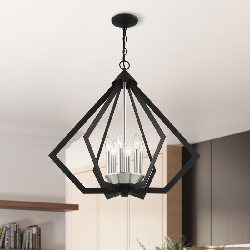 Lustre géométrique à 6 lumières Buckeys, Noir mat
