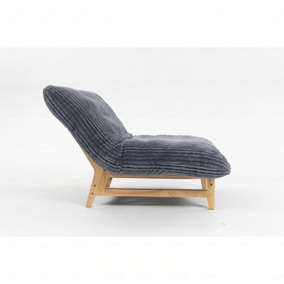 Fauteuil à billes pour adultes avec structure en bois massif, canapé d'appoint sans accoudoirs, canapé simple décontracté, tissu en velours côtelé, pour le salon et la chambre à coucher, avec dossier, siège simple