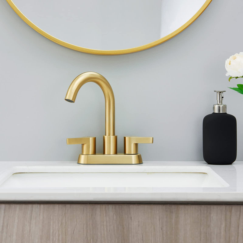 2-handle Bathroom Faucet with Drain Assembly, Brushed Gold