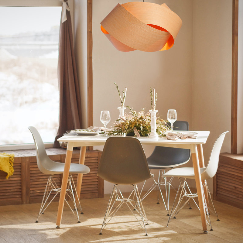 Serene Grande LED Chandelier, White Oak, 12" H x 17" W x 19" D