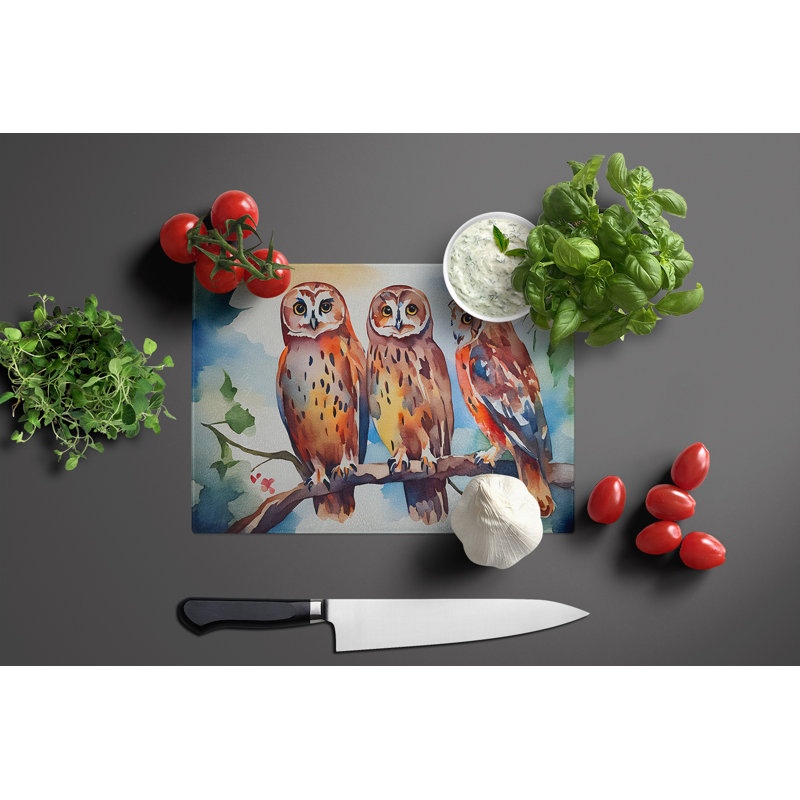 Owls Glass Cutting Board