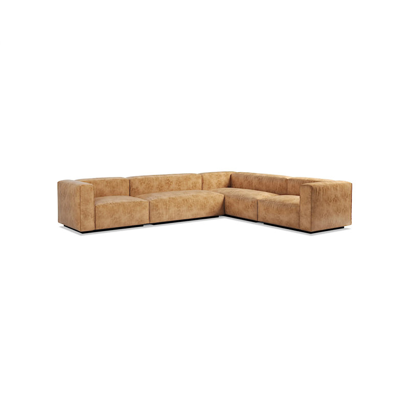 Cleon Modular Sectional, Camel Genuine Leather, Left Hand Facing