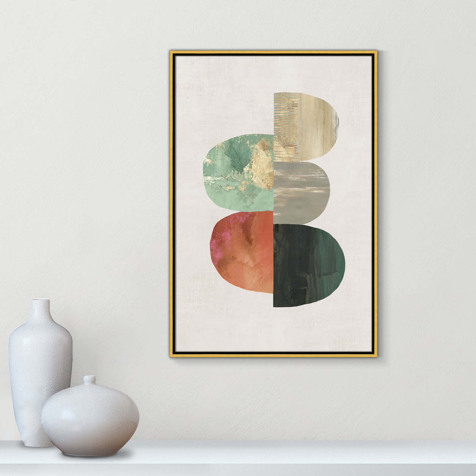 Evolving Energy I - Painting Print, Picture Framed Canvas, 37.5" H x 25.5" W, Gold