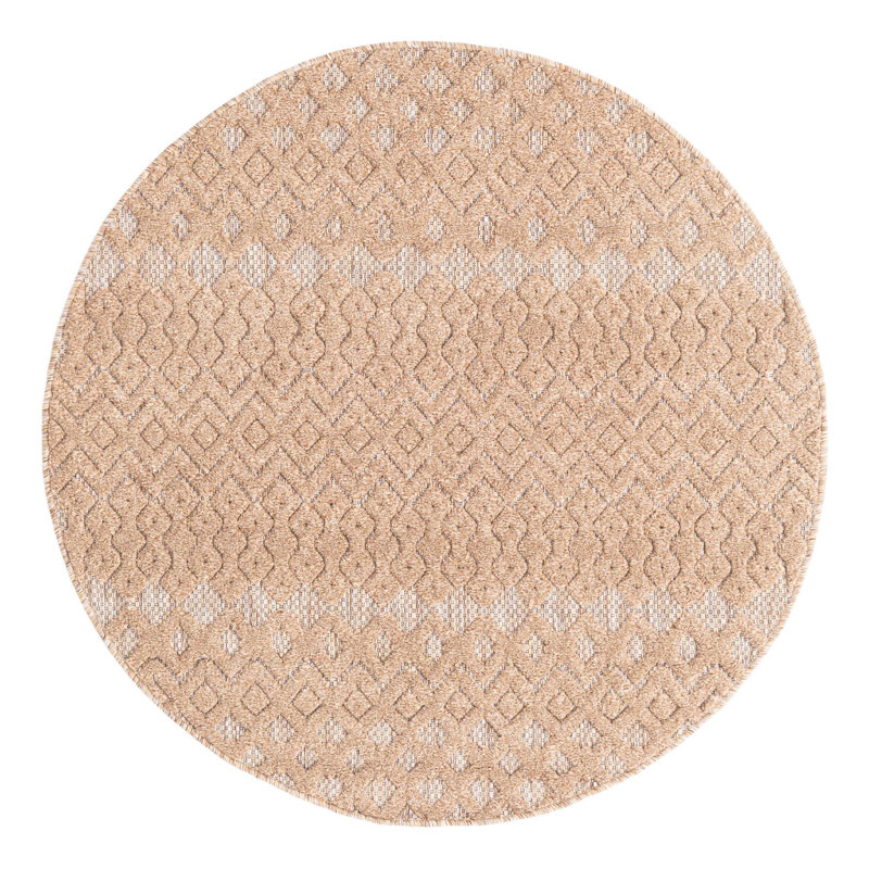 Tapis intérieur / extérieur beige Groce, Rond 4 pi