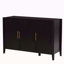 Buffet ondulé à 3 portes avec pieds en pin massif, armoire de rangement à finition peinte de style américain pour le salon, le vestibule, la cuisine et le bureau personnel.-121089146