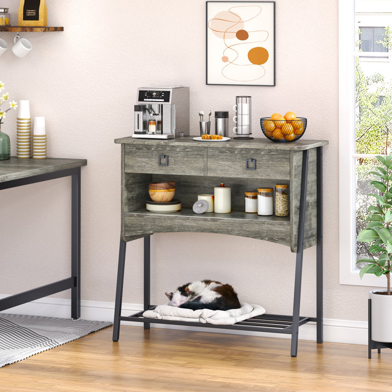Buffet 2 tiroirs Iron Acton, Noir / gris foncé rétro
