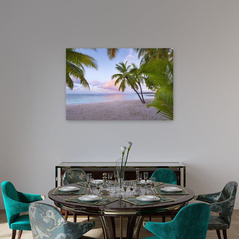 «Tropical Beach», palmier abstrait, forêt côtière, impression d'art mural, 32" H x 48" W