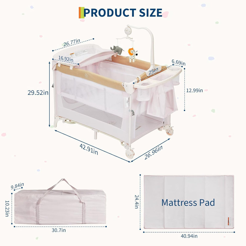 Pack and Play with Bassinet, Beige