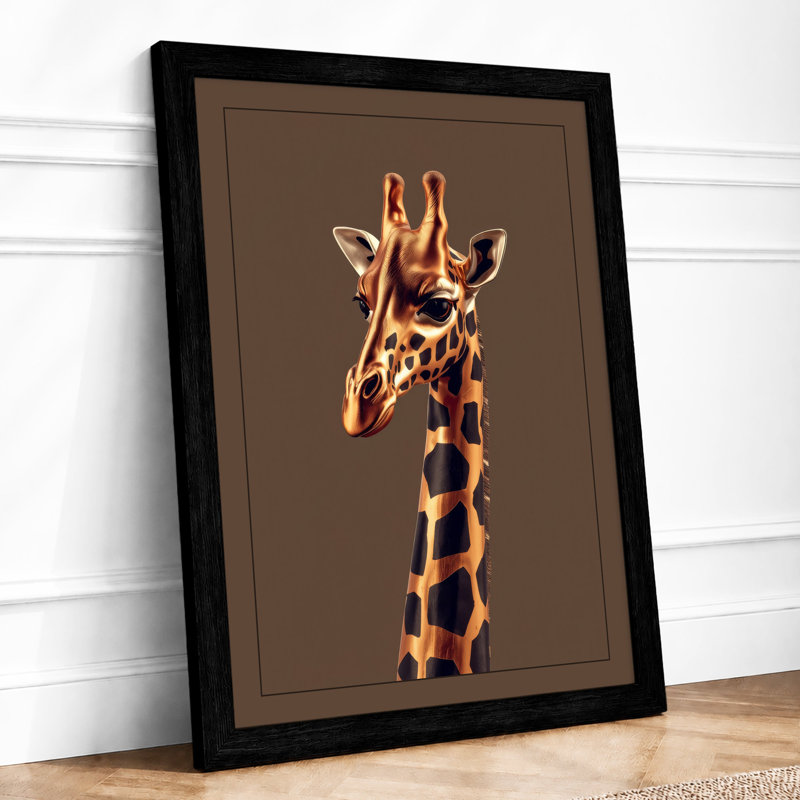 Giraffe Portrait Boho - Framed Print, A4 - 29.7 x 21.0 cm, Black