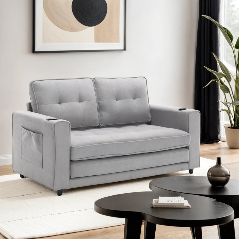 Poro Upholstered 55'' Sofa, Light Gray