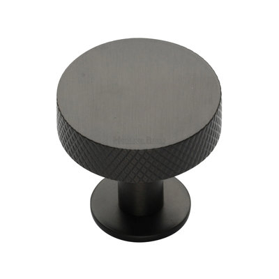 Heritage Brass Cabinet Knob Knurled Disc Design with Rose