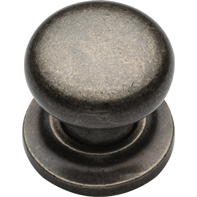 Round Cabinet Knob on Rose, Medium White Bronze, 1.5