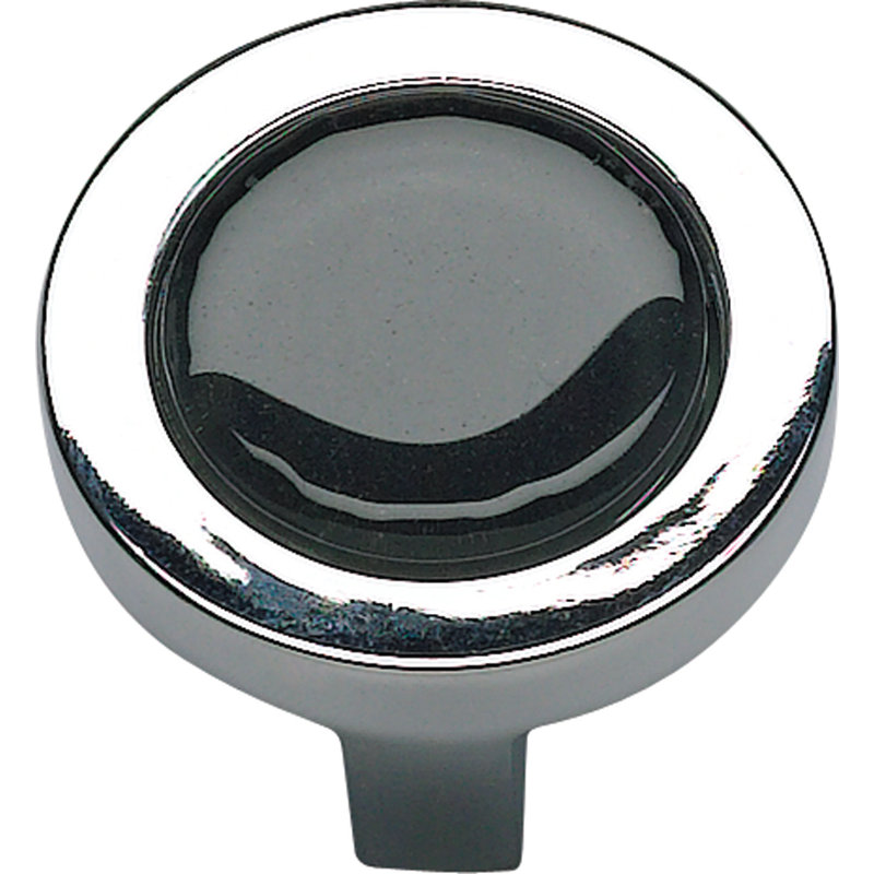 Spa 1-1/4" Diameter Round Knob, Brushed Nickel, Black