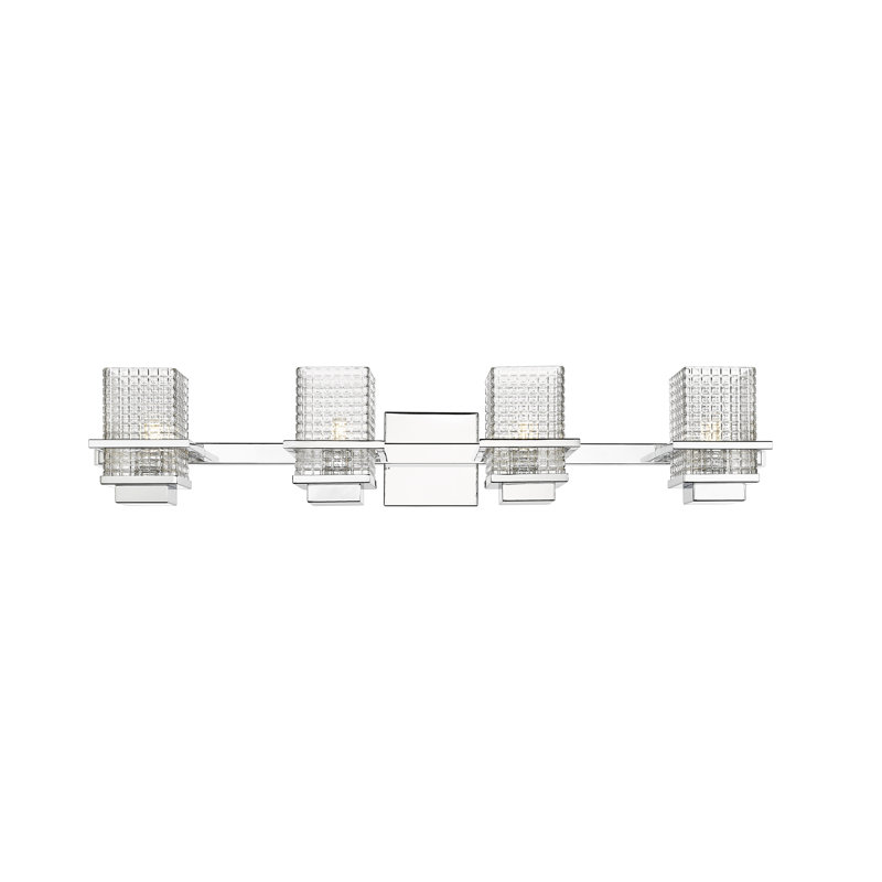Barre d'éclairage de salle de bain à 4 lumières à intensité variable, Chrome poli
