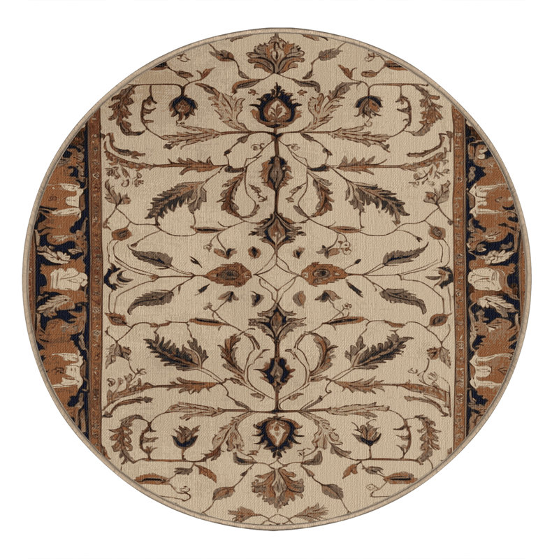 Machine Washable Persian Brown Area Rug, Round 6'