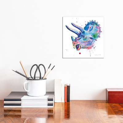 «Watercolor Triceratops» par Jennifer Seeley - peinture sur toile tendue