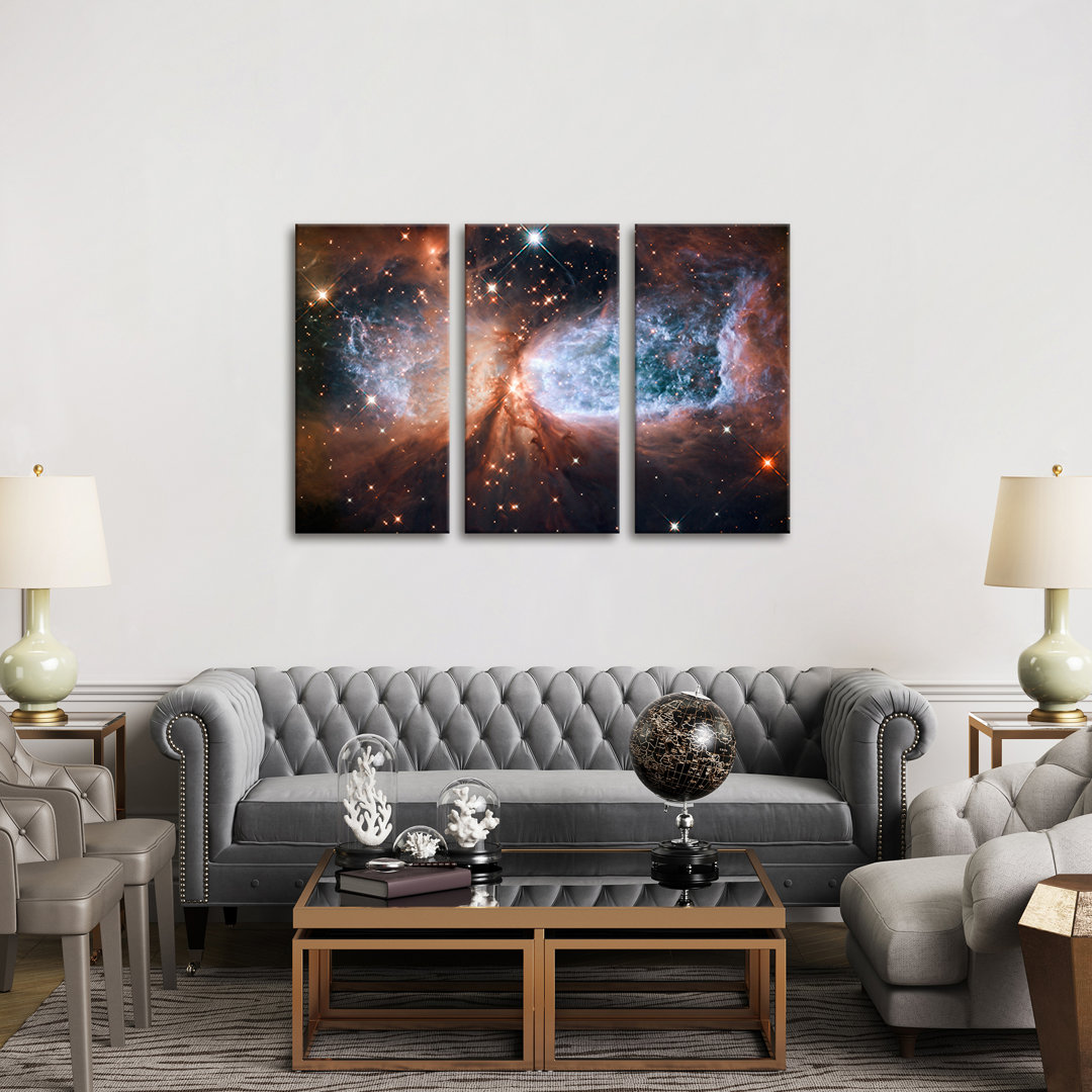 'Celestial Snow Angel S106 Nebula (Hubble Space Telescope)' Graphic Art Multi-Piece Image on Wapped Canvas