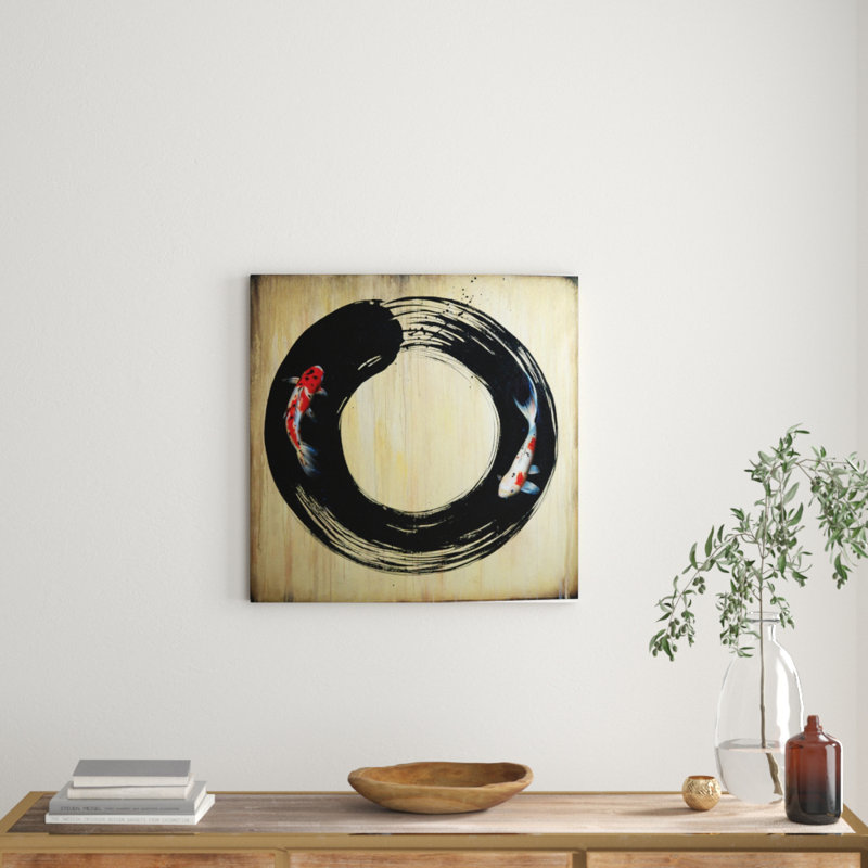 Enso With Koi by Sandi Baker - Wrapped Canvas Gallery-Wrapped Canvas Giclée, 45.72 cm H x 45.72 cm W x 1.91 cm D