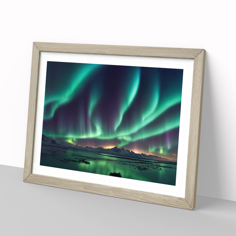 Carefree Northern Lights - Framed Print, 25cm H x 34cm W x 2cm D, Oak Framed