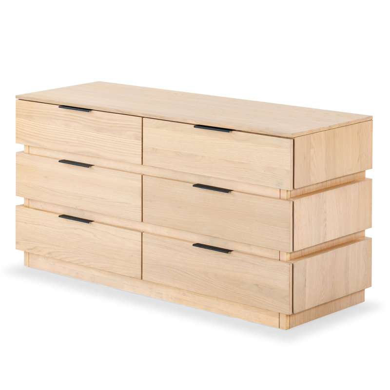 Titus 6 Drawer Stacked Dresser, Oak