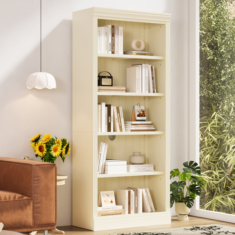 Bibliothèque de 83 po de hauteur avec bibliothèque lumineuse, Beige