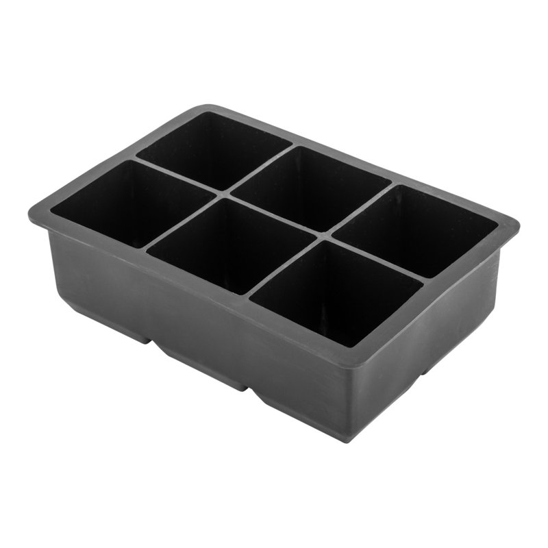 Moule à glace en silicone noir Bar Lux - cube de 2 po, 6 compartiments - 1 boîte
