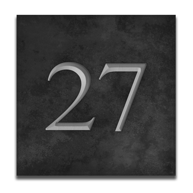 Velia 17.78cm H Stone House Number, 27, Silver