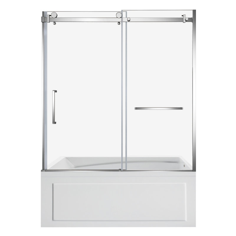 Kingston Brass 60-Inch Acrylic Rectangular 3-Wall Anti-Skid Alcove Tub With Tub Door, Hand Drain, Right, Polished Chrome