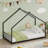 Children's Bed Frame with LED Light Strips, Sturdy Roof-Shaped Iron Frame for Safe and Fun Sleeping-222292062-222292063