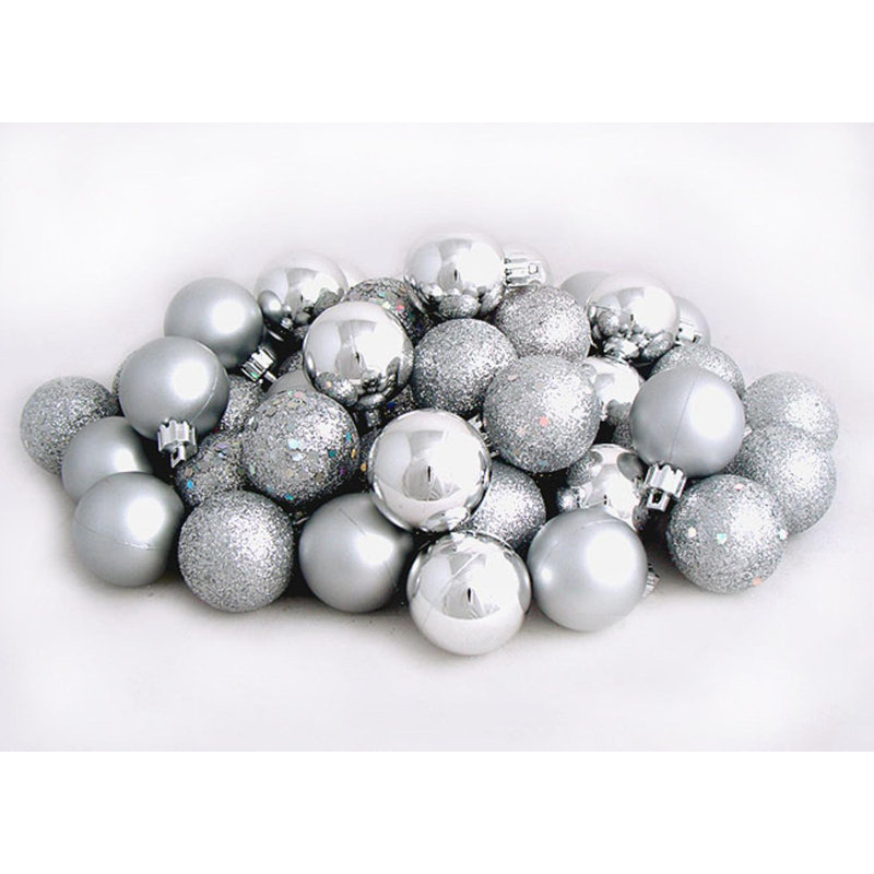 Décoration de boule décorative des Fêtes, H 2 po x l 2 po x P 2 po, Argent brillant