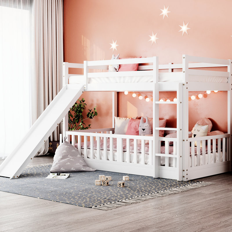 White Twin Over Bunk Bed - For Easy Reach And Slide Joy With Playful Secure Finish, White