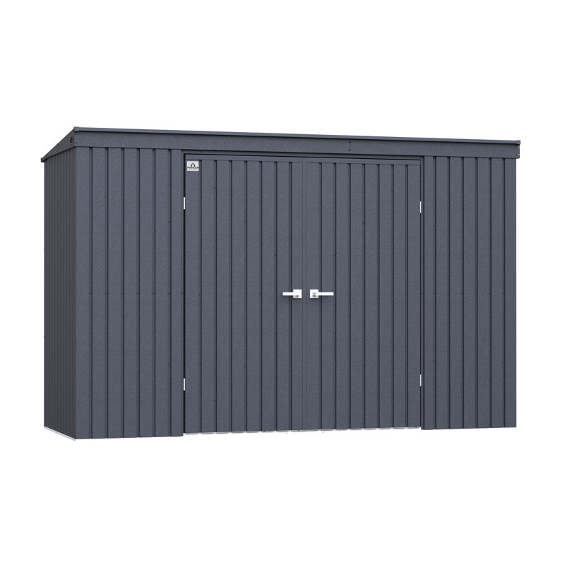 Anthracite Galvanized Steel 10-ft x 4-ft Storage Shed Kit
