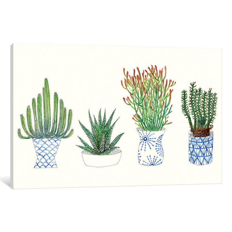 «Four Succulents I» par Melissa Wang - impression sur toile tendue, H 18 po x l 26 po x P 1,5 po