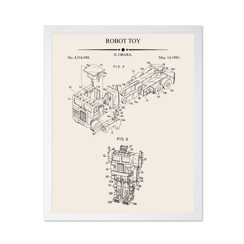 Plan de robot Optimus, H 08 po x l 10 po, Affiche, Encadrement blanc