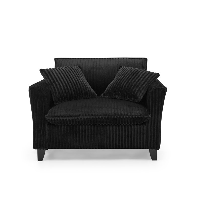 46" W Corduroy Armchair, Black