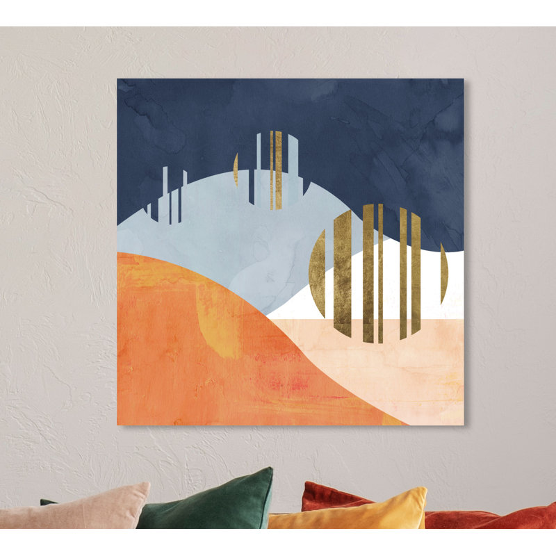 " Abstract The Desert Night, Modern & Contemporary Orange ", Wrapped Canvas, 12" H x 12" W x 0.8" D