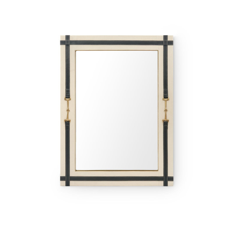 Buckley Rectangle Leather Mirror, Black/Natural