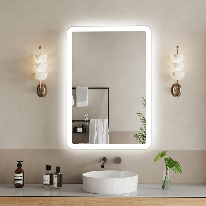 Miroir mural Natalin, Rectangulaire, Nickel brossé, 36 po x 24 po