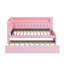 Lit plateforme tapissier simple avec ports USB et ceinture à DEL, avec lit gigogne, rose-1691376815