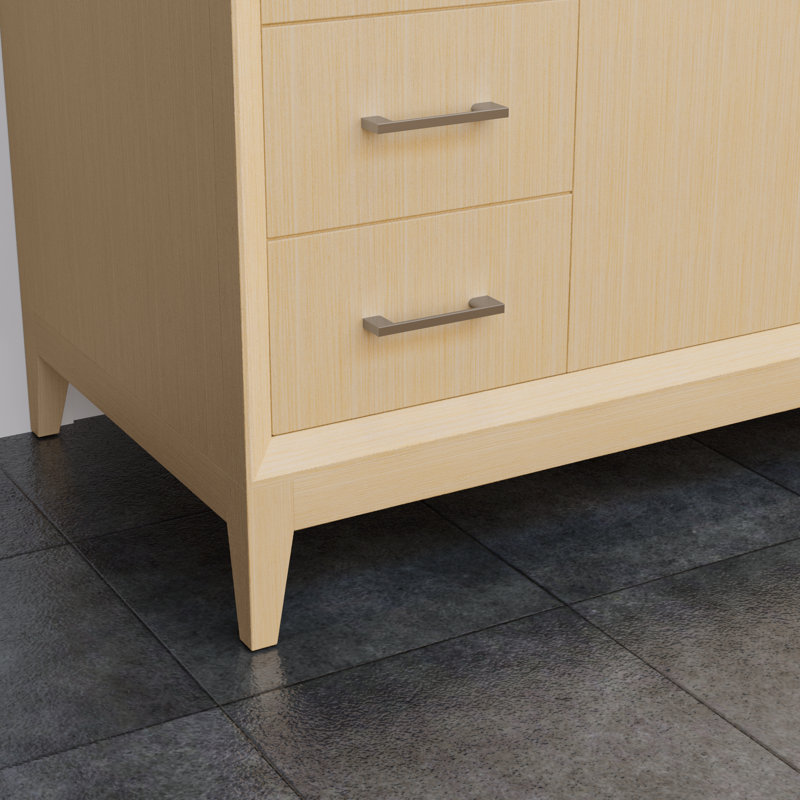 Janna 84" Freestanding Double Bathroom Vanity with Quartz Top, White Quartz, Brushed Nickel, 8" Centers