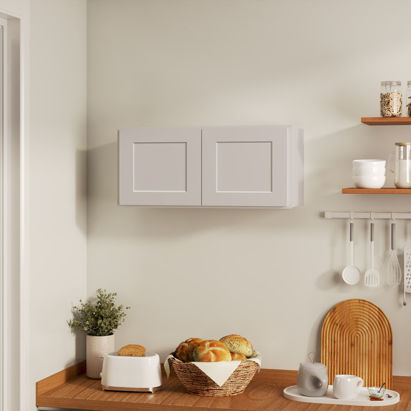 HOMEIBRO Meuble mural standard Shaker en contreplaqué, prêt à assembler, 30 po L x 12 po P x 12 po H, couleur gris tourterelle