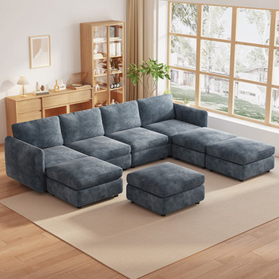 Blue 5 to 9 Seater Modular Storage Sofa