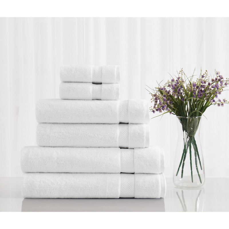 Vince Camuto Classic Solid 6 Piece Towel Set, White