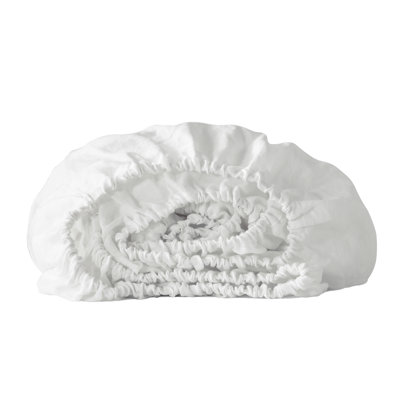 Drap-housse simple en lin ivoire